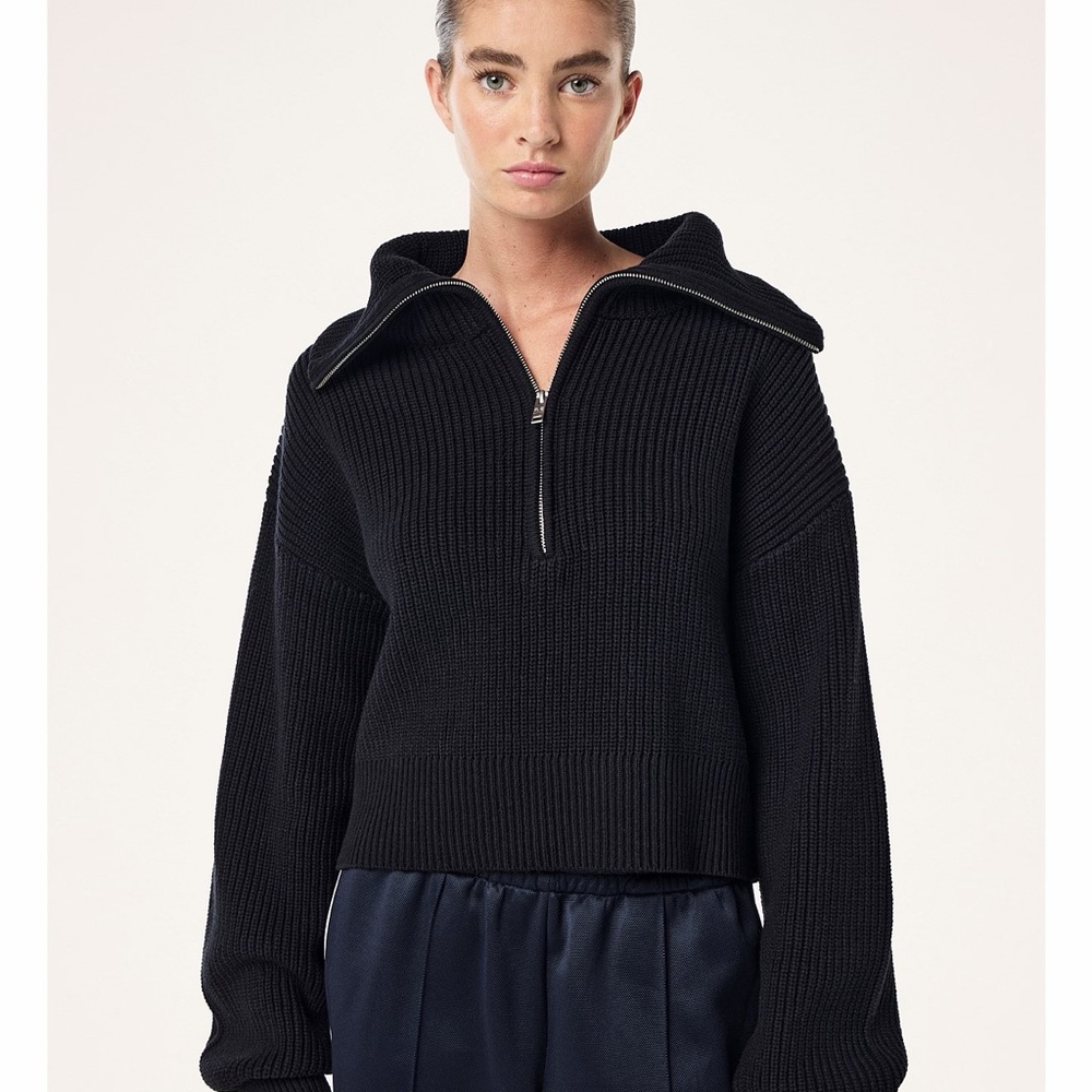 Free People Black Ribbed Turtleneck Sweater